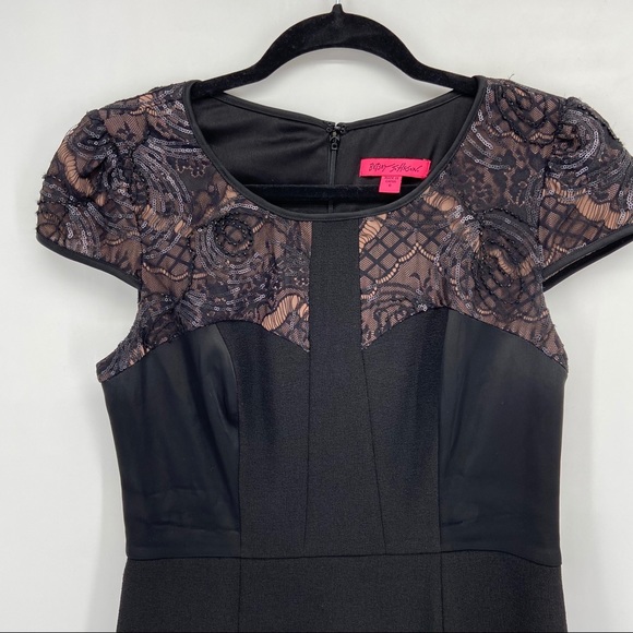Betsey Johnson Black Sequin Lace Sheath Dress - Picture 3 of 6